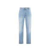 Balmain Blue Cotton Cropped Jeans